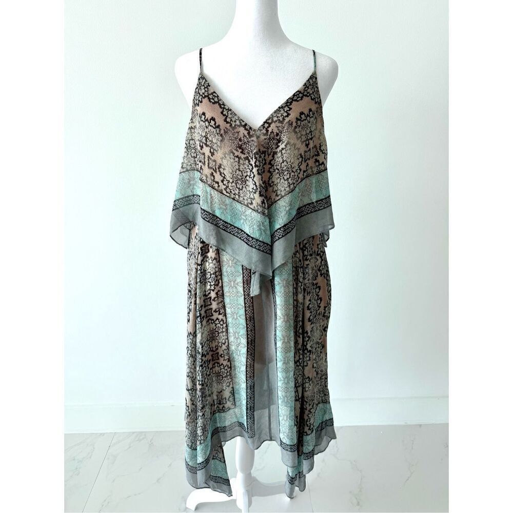 BCBGMaxazria Novah Scarf Pastel Print Chiffon Dress